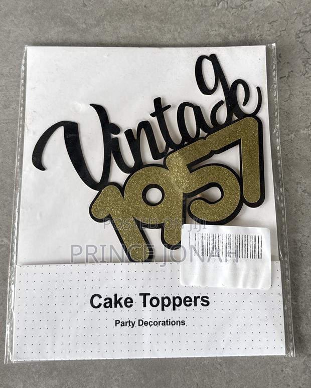 Sotpot 66th Cake Topper Black Gold Glitter Vintage 1957 · Photo 4