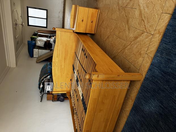 Wood Double Bed Frame Slatted Base Matching Nightstand photo 2