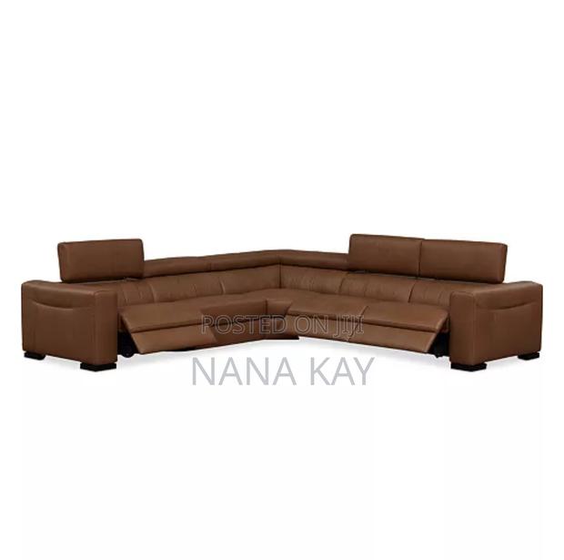 Rinan 5pc Leather Sectional With Recliners(Cream/Brown)Macys photo 2