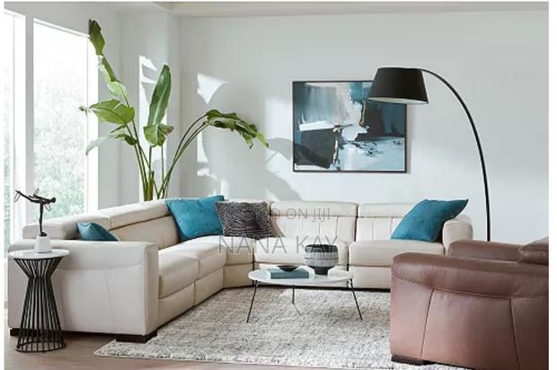 Rinan 5pc Leather Sectional With Recliners(Cream/Brown)Macys photo 3