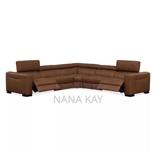 Rinan 5pc Leather Sectional With Recliners(Cream/Brown)Macys photo 4