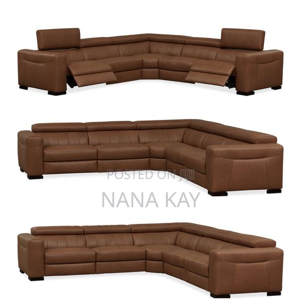 Rinan 5pc Leather Sectional With Recliners(Cream/Brown)Macys