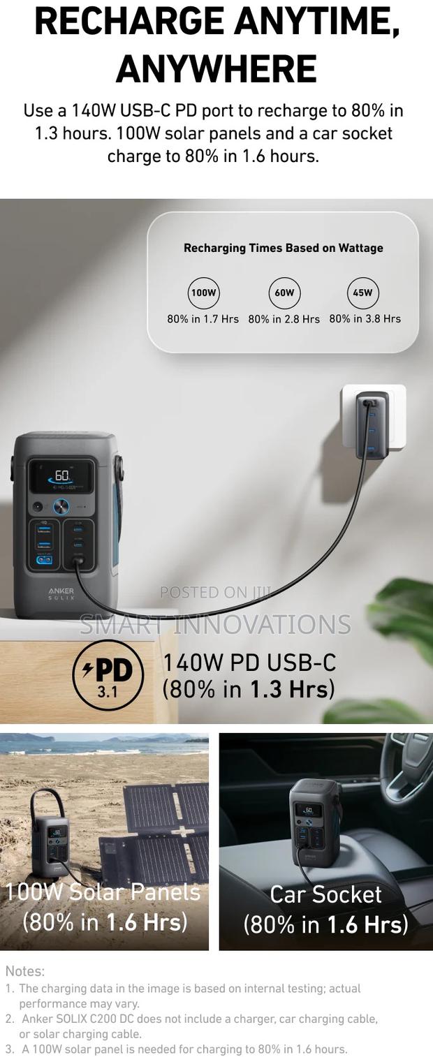 Anker Solix C200 Dc Portable Power Station - 192wh | 200w photo 8