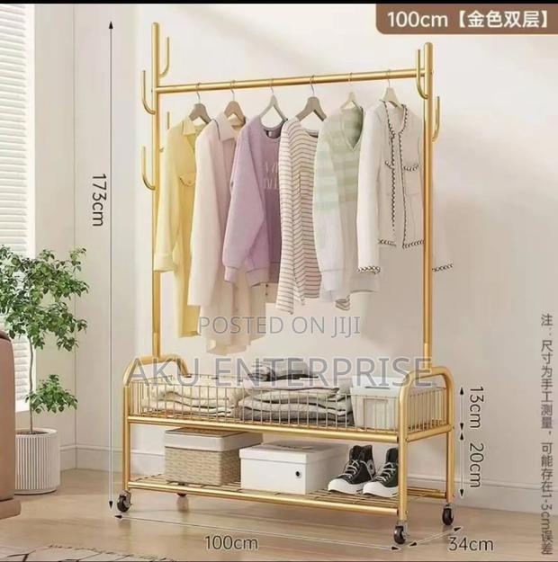 Clothes Rack With Storage Basket and Shoe Rack on Wheels · Photo 2