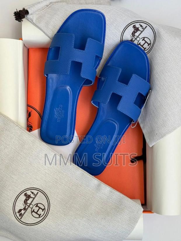 Blue and Orange Ladies Hermes Ladies Slippers Fresh in Box · Photo 3