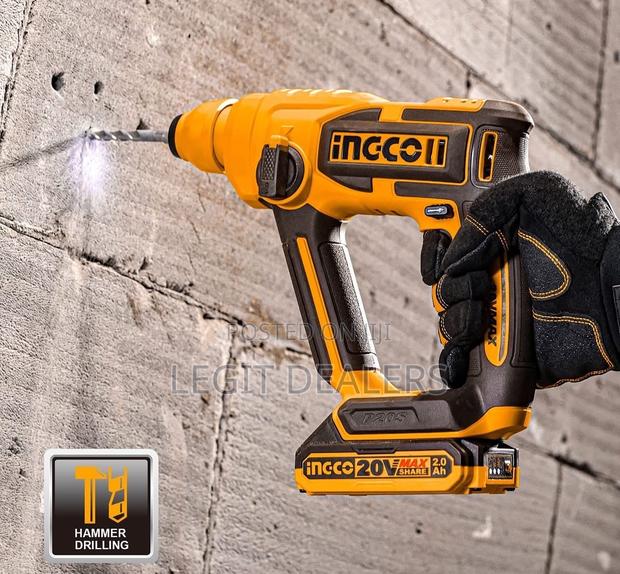 Ingco Cordless Rotary Hammer 20v + 3pcs Drill Bits photo 2