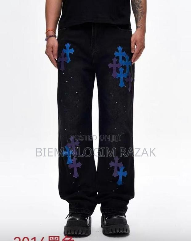 High Quality Diamond Stones Chrome Heart Baggy Jeans