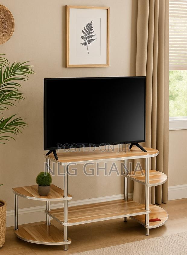 Rustic Industrial Tv Stand With 5-Tier Shelves. Ghx6100 · Photo 1