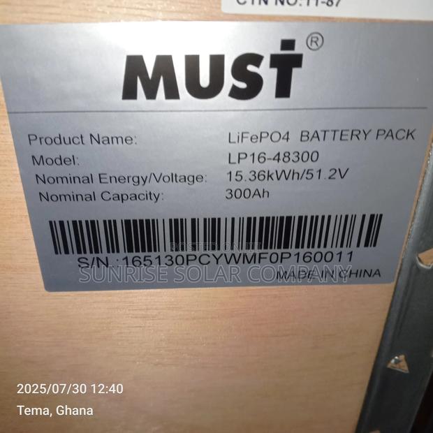 Solar Lithium Battery 48v 300ah Must photo 4