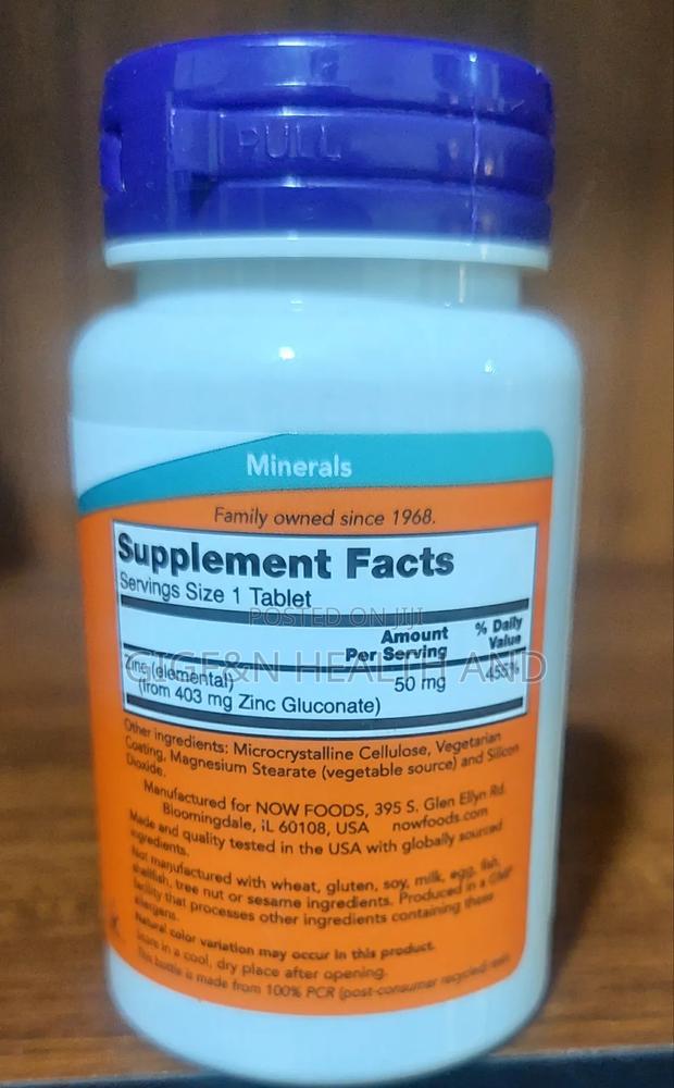 Now Foods, Zinc, 50mg 100tablets Immune Support(2030 Expiry) photo 2