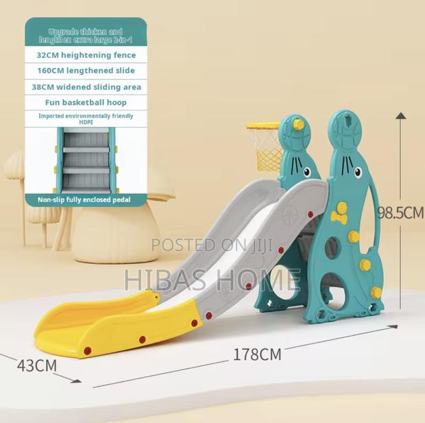 Kids Plastic Slide Green,Grey Yellow 191*45*87cm photo 3