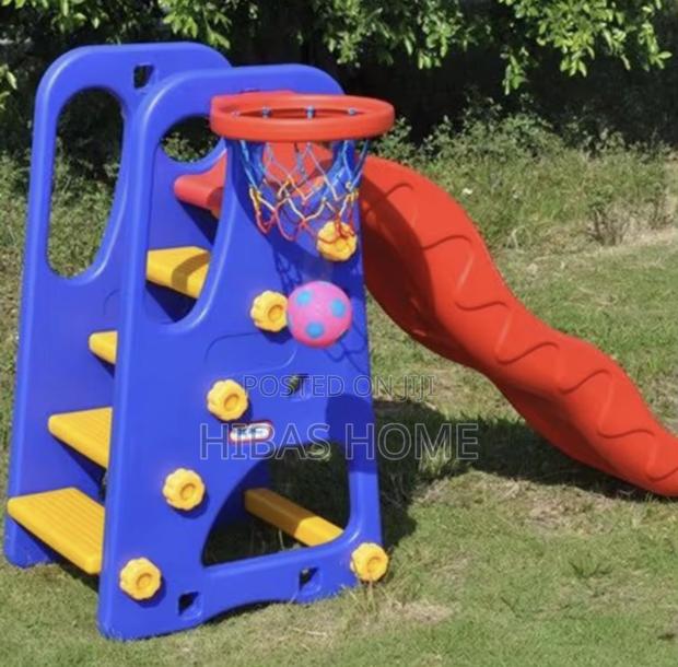 Big Size Blue Red Slide With Basket Ball Hoop 158*84*103 photo 3