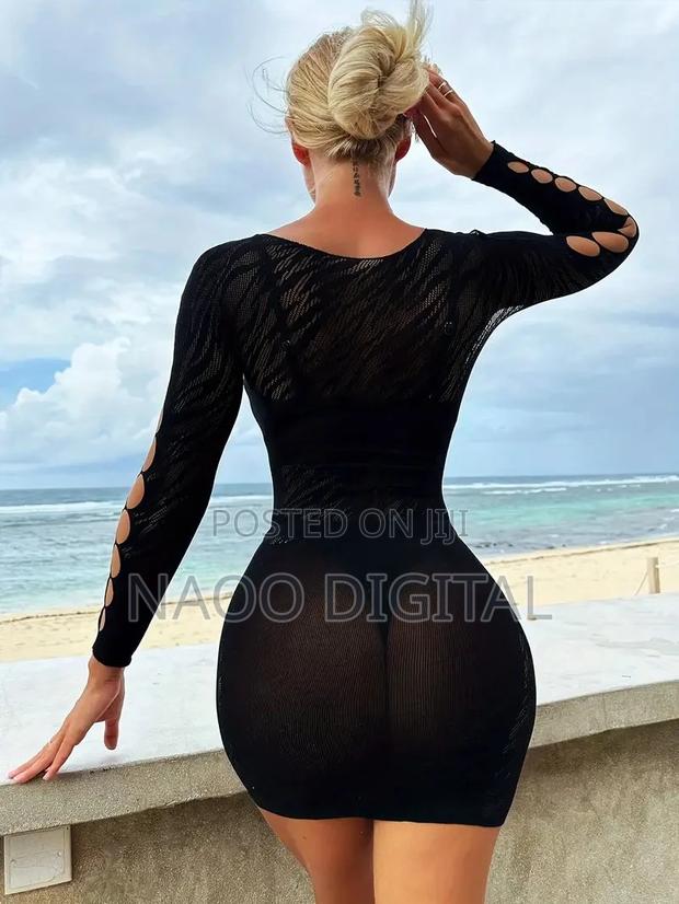 Hot Rhinestone Decor Jacquard Fishnet Dress photo 2