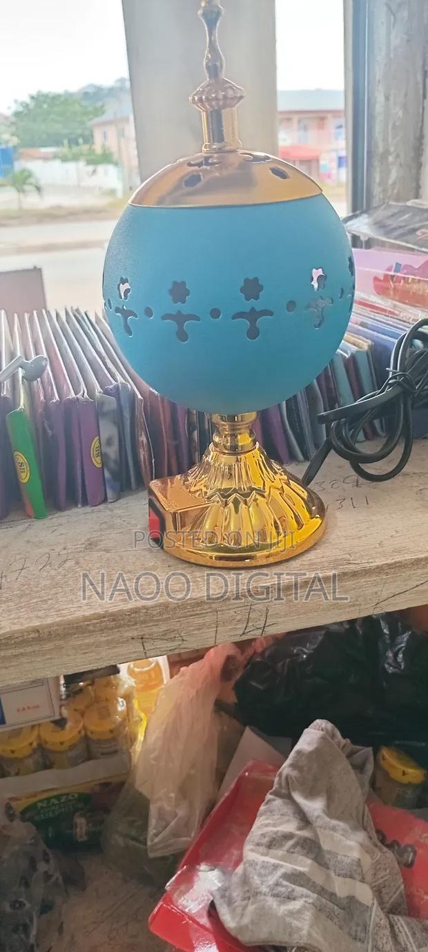 Elegant Electric Incense Burner - Golden and Sea Blue Finish photo 2