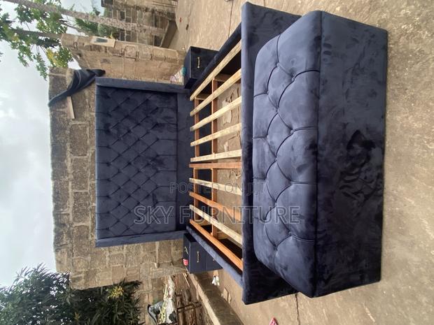 Style Queen Size Bed Frame With Side Drawers and Ottoman photo 3