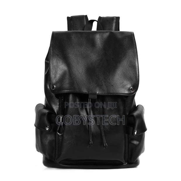 Pu Leather Backpack Unisex- Brown/Black/Grey photo 3