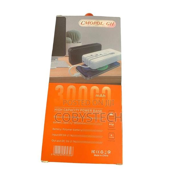 30,000mah Power Bank With Charging Cable - Black photo 2