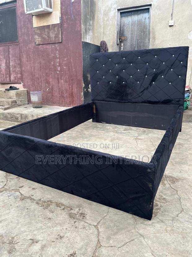 Brand New Double Bedframe Suede Fabric Black Color for Sale · Photo 3