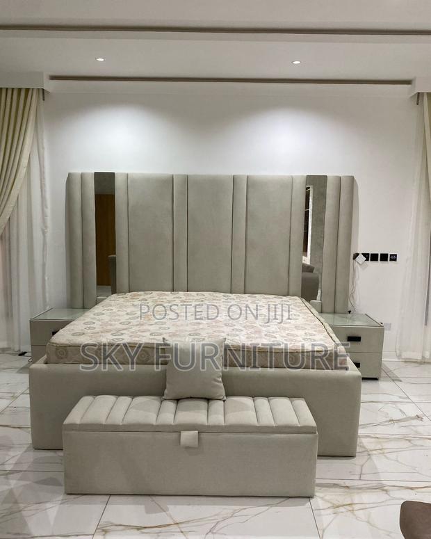 Whispers King-Size Bed Frame With Side Drawers and Ottoman