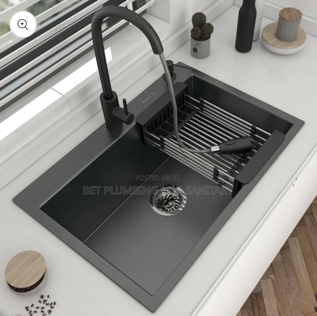 One Bowl Black Cabinet Sink With Pullout Tap(Complete)Cabinet Sink · Photo 2