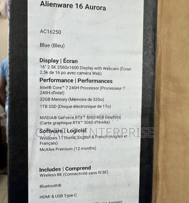 New Laptop Dell Alienware Aurora R16 32GB Intel Core I7 SSD 1T