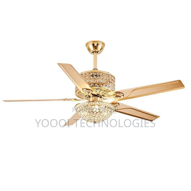 52" 5 Blades Luxury Gold 3 Color Chandelier Fan Light photo 4