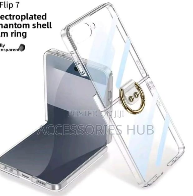 Samsung Z Flip 7 Transparent Cases With Protector and a Ring · Photo 4