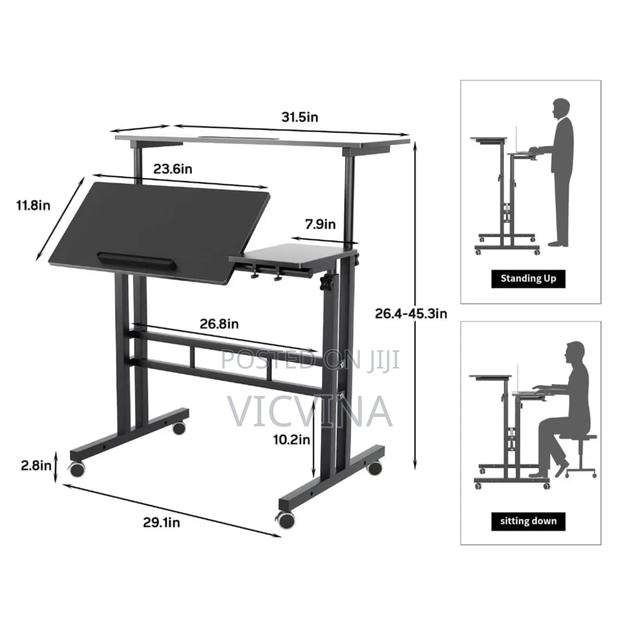 Manual Sit and Stand Height Adjustable Desk photo 4