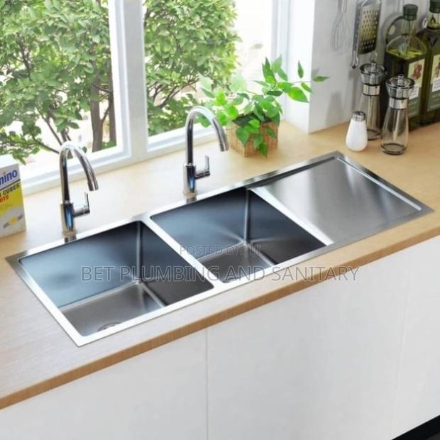 Fiber Kitchen Sink_two Bowl One Arm_cabinet Sink_with Two Tap Complete · Photo 2