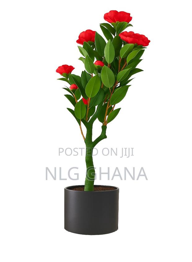 46cm / 18.1" Artificial Camellia Tree, Fake Red Artificial Camellia. · Photo 2