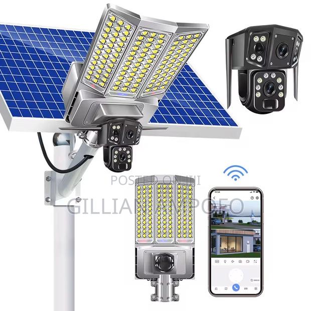 2way Audio High Quality 4gdual Lens Solar Street Light Camera Sensor photo 2