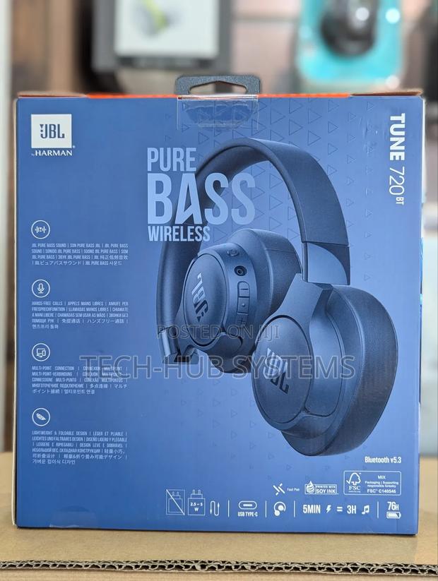 JBL Tune 720bt - Wireless Over-Ear Headphones Pure Bass Sound, 76hrs photo 2