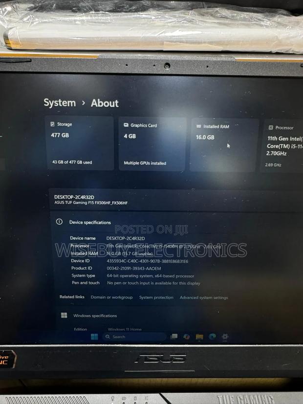 Laptop Asus TUF Gaming A15 16GB Intel Core i5 SSD 512GB photo 2