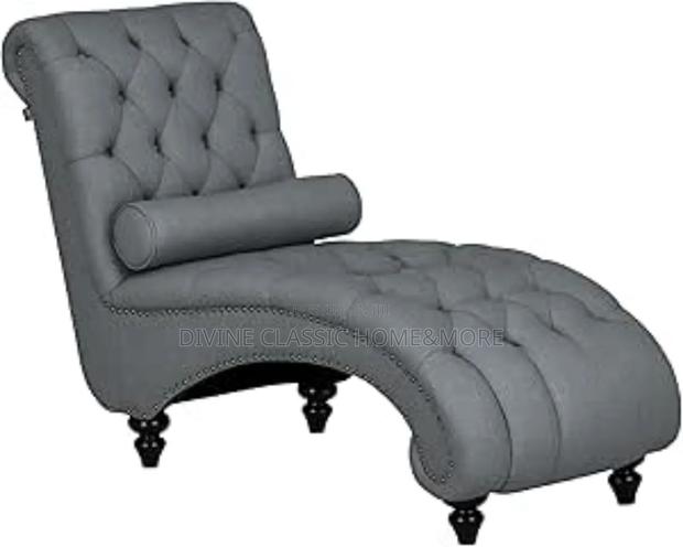 Homcom Button Tufted Chaise Lounge Chair Indoor Upholstered Lounge photo 2