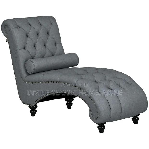 Homcom Button Tufted Chaise Lounge Chair Indoor Upholstered Lounge photo 5