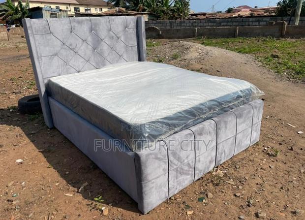 Gray Double Frame With Mattress