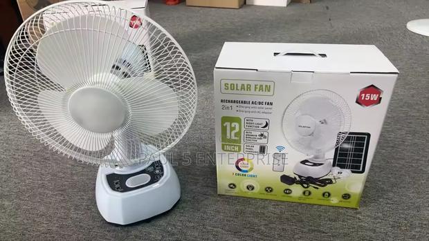 12inch Solar Rechargeable Fan With Bulbs photo 2