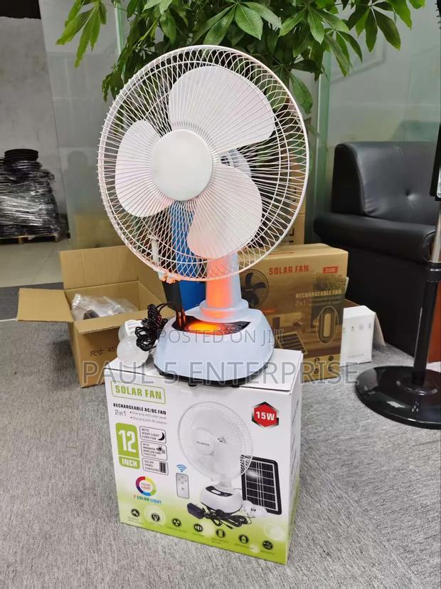 12inch Solar Rechargeable Fan With Bulbs photo 3