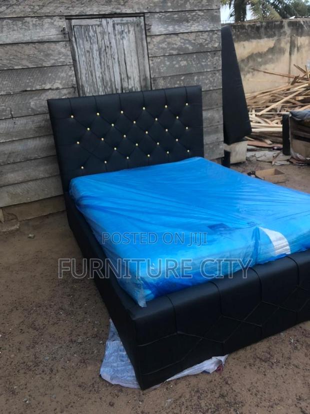 Leather Double Frame With Mattress