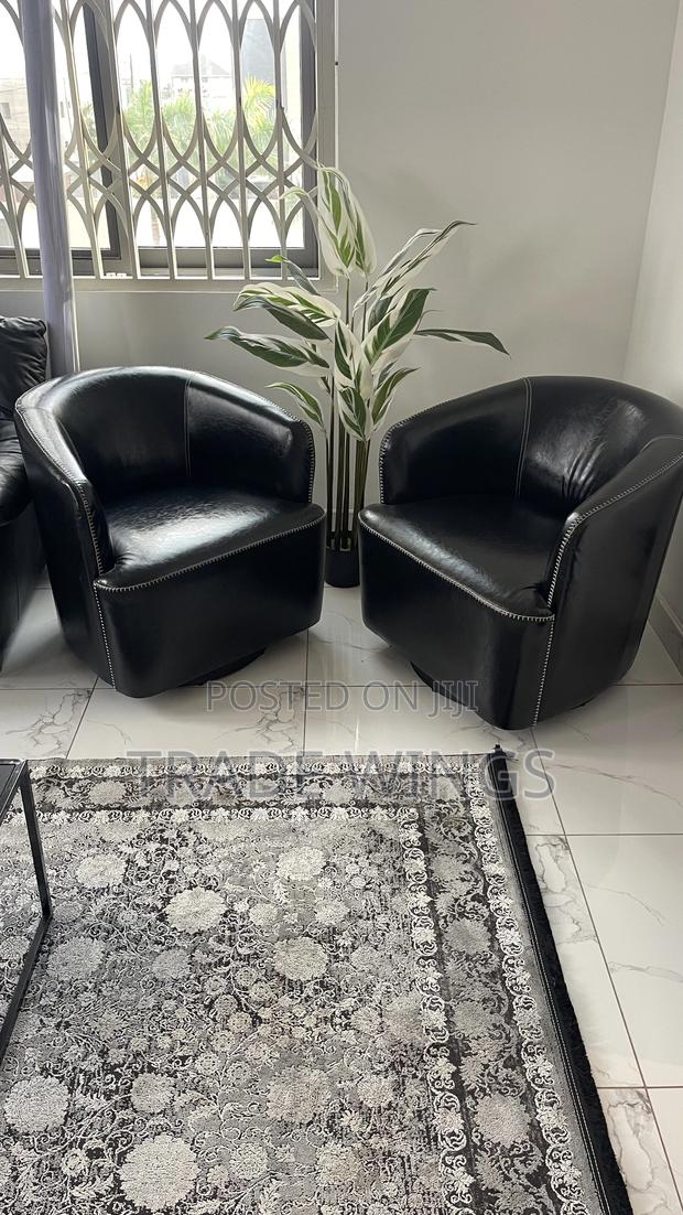 Two Black Leather Chairs With Wheel for Podcast Office and Home Use photo 3