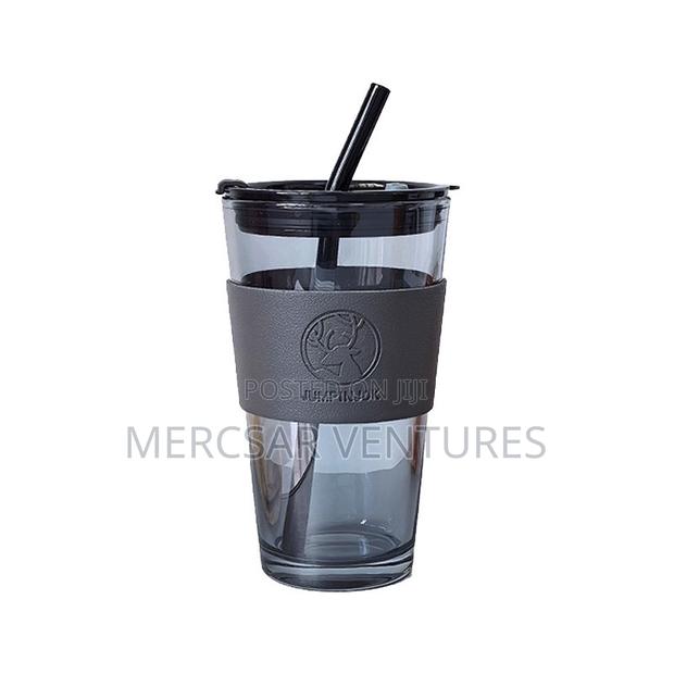 Sipper Coffee Mug With Leather Sleeve With Straw-450 Ml photo 3
