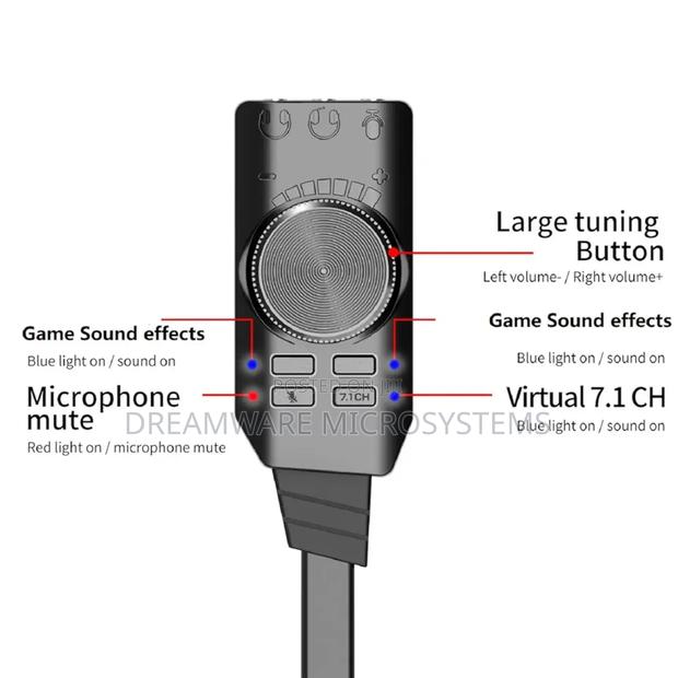 7.1 Channel Usb 2.0 Audio Sound Card Adapter,3.5mm Aux Microphone Jack photo 3