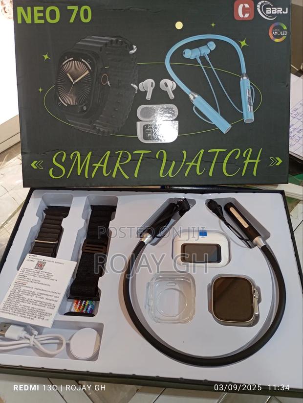 Neo 70 8-in-1 Smart Watch Set With Neckband Bt Airpod photo 2