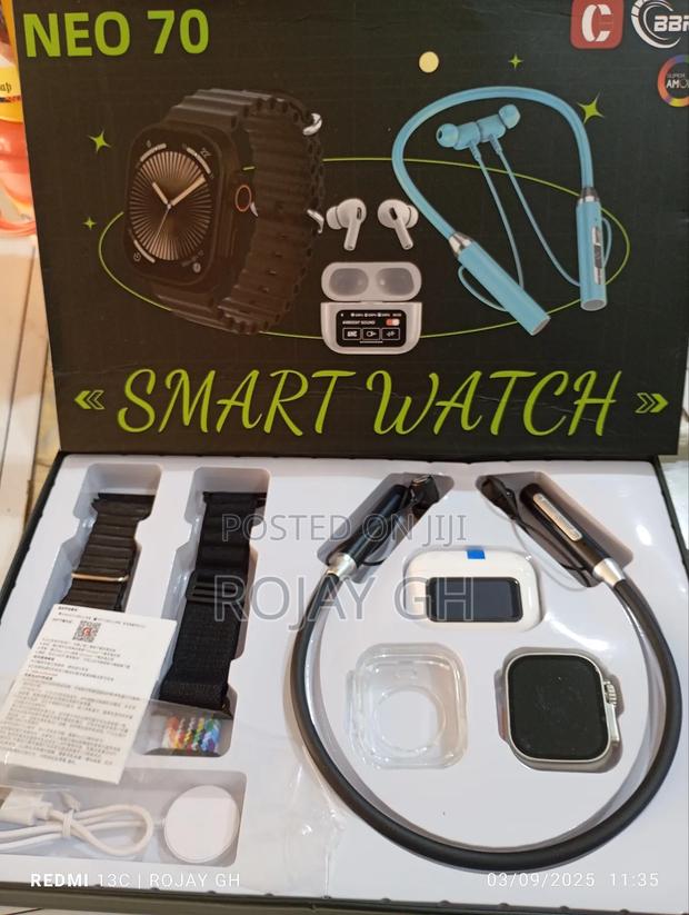 Neo 70 8-in-1 Smart Watch Set With Neckband Bt Airpod photo 3