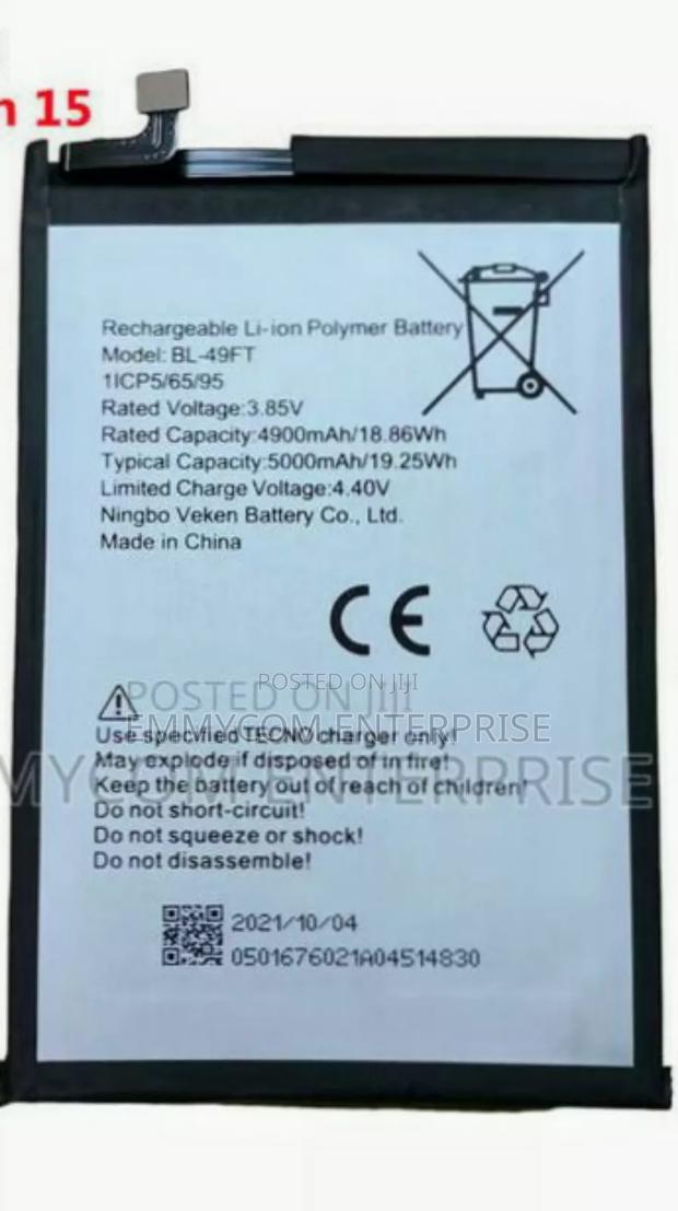 Tecno Camon 15 Battery With Replacement