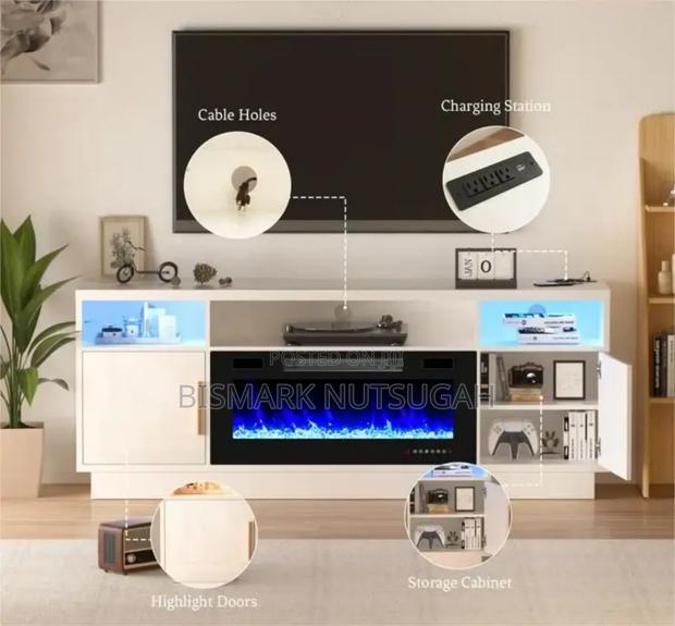 Modern Tv Stand With Fireplace Lantern photo 5