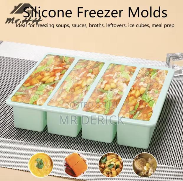 Silicone Mold Frozen Ice Cube Tray for Food 4 Cell Storage Container photo 2