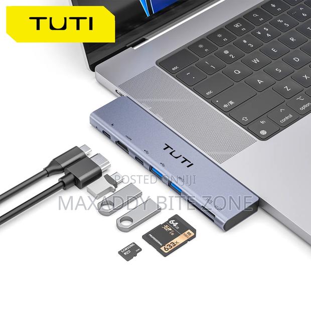 Tuti 7 In 1 Usb Hub Usb-c To Usb 3.O With Sd/Tf Card Reader