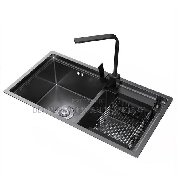 Imported Two Bowl Cabinet Fiber Kitchen Sink With Tap Complete_ · Photo 2