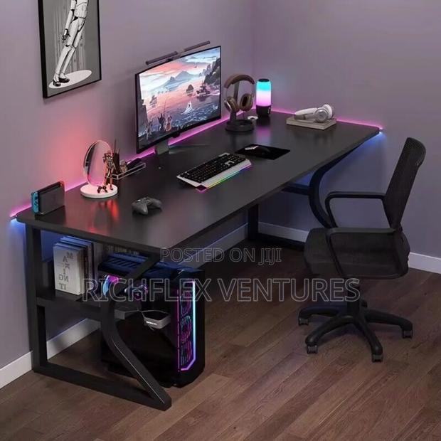 Gaming Study Office Desk With Beneath Bookshelf · Photo 1